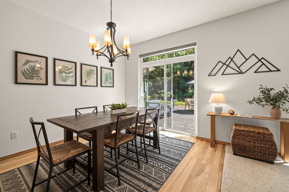 Dining table - Seating for at least 8 with available leaf insert.