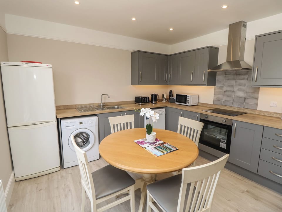 Fridge, dishwasher, electric kettle, toaster