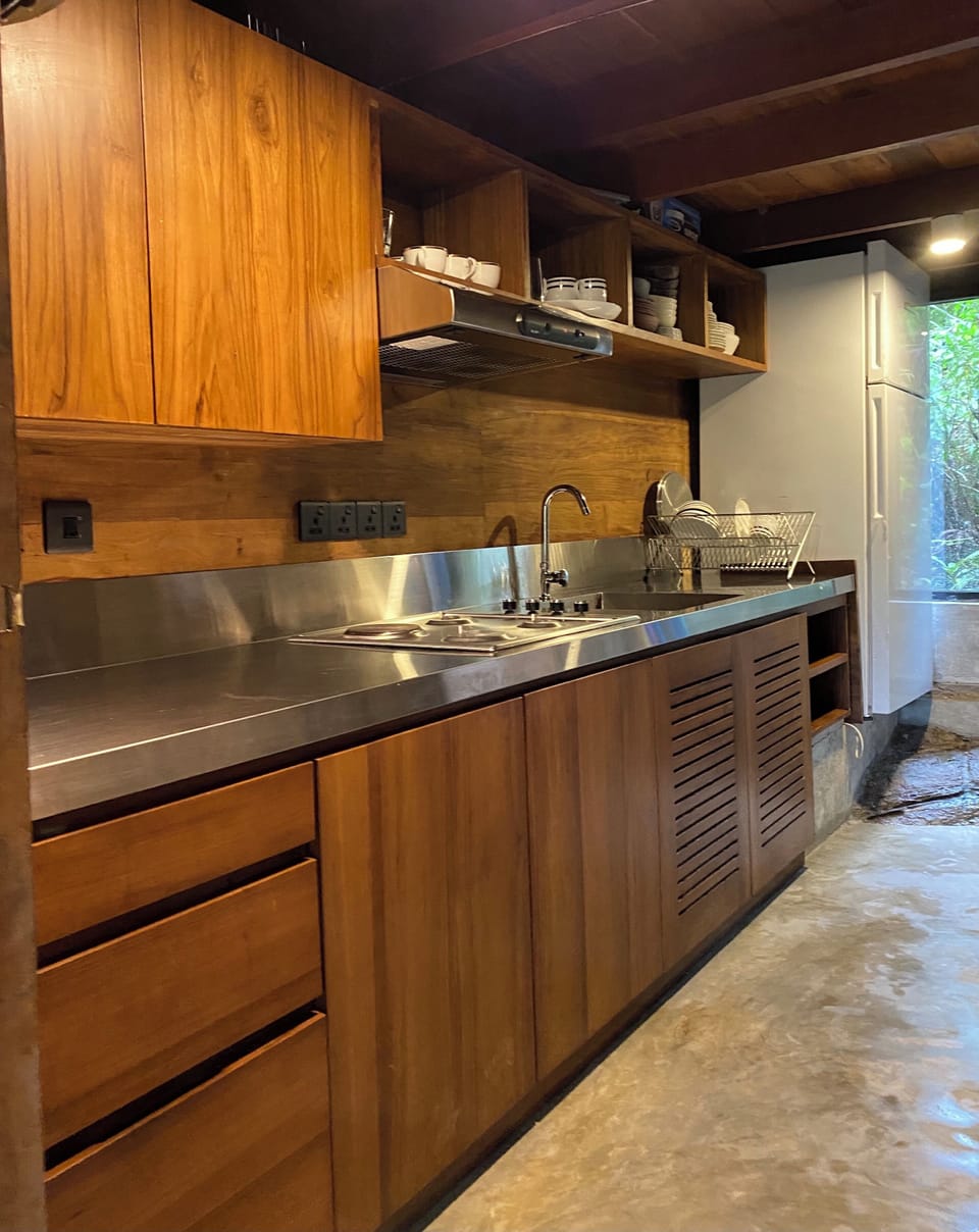 Fridge, shared microwave, electric kettle, toaster