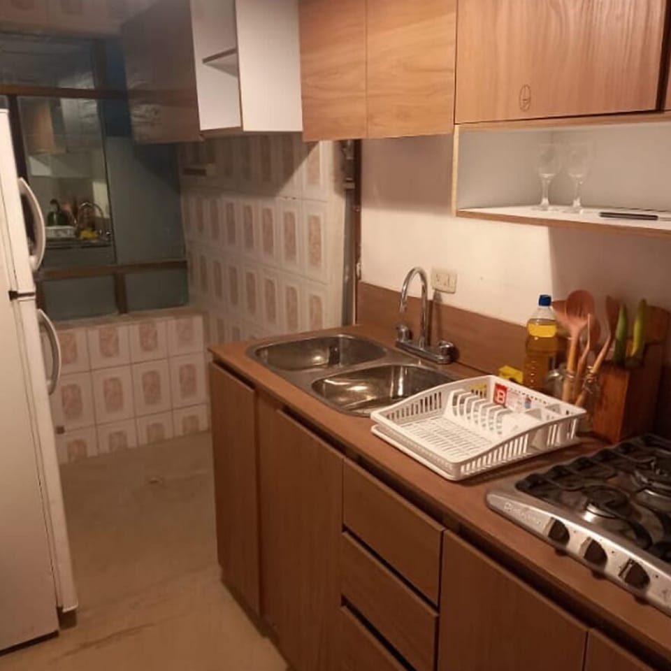 Executive Apartment | Private kitchen | Full-size fridge, shared microwave, highchair, blender