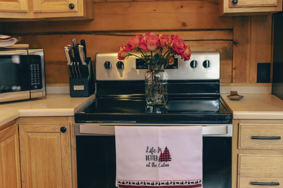 All your standard kitchen appliances plus coffee/espresso maker, Keurig, & more