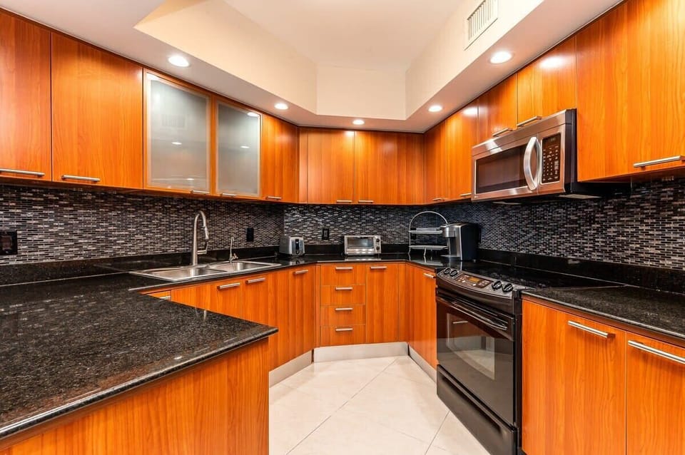 Modern kitchen equipped with state-of-the-art appliances and ample counter space