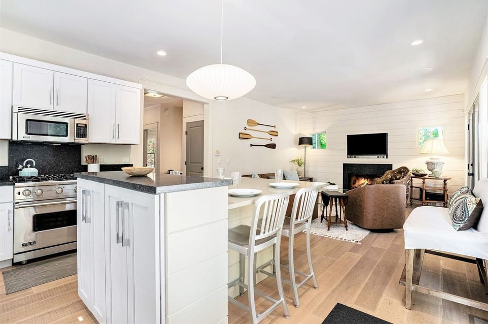 Living dining kitchen area is open and ideal for spending time together