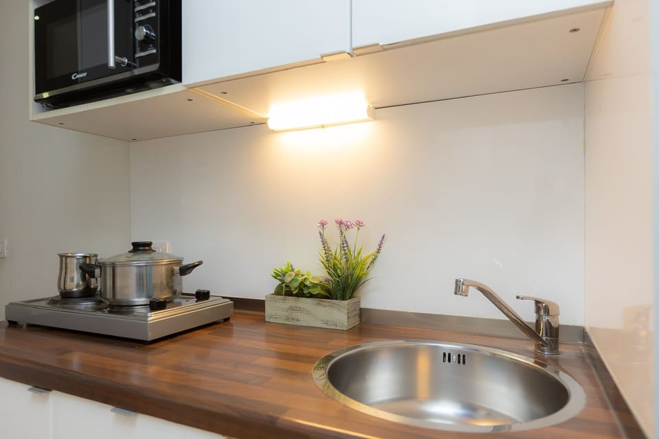 Standard Double Room | Private kitchen | Mini-fridge, microwave, electric kettle, cookware/dishes/utensils
