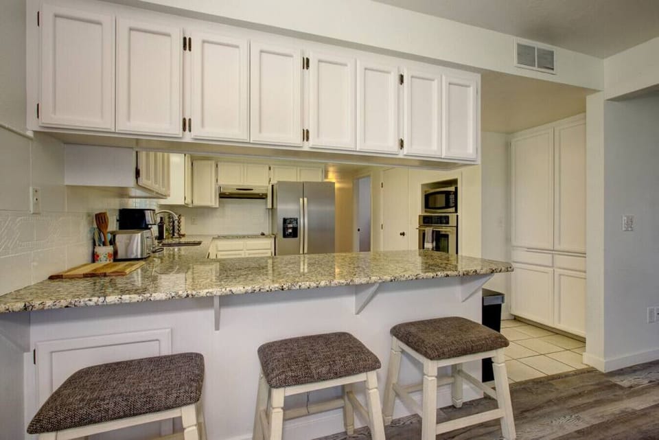 Bar stools and kitchen