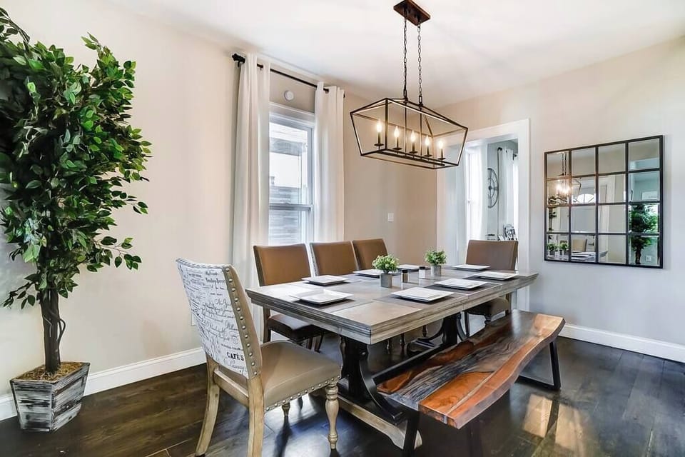 Dinning table sits 8 adults comfortably