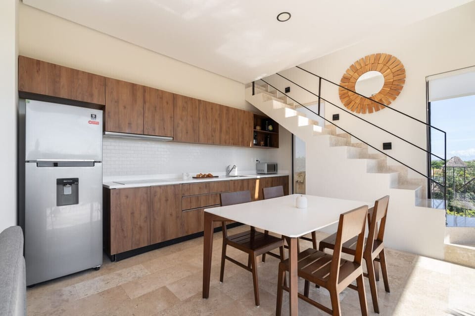 Bright and stylish kitchen with natural finishes