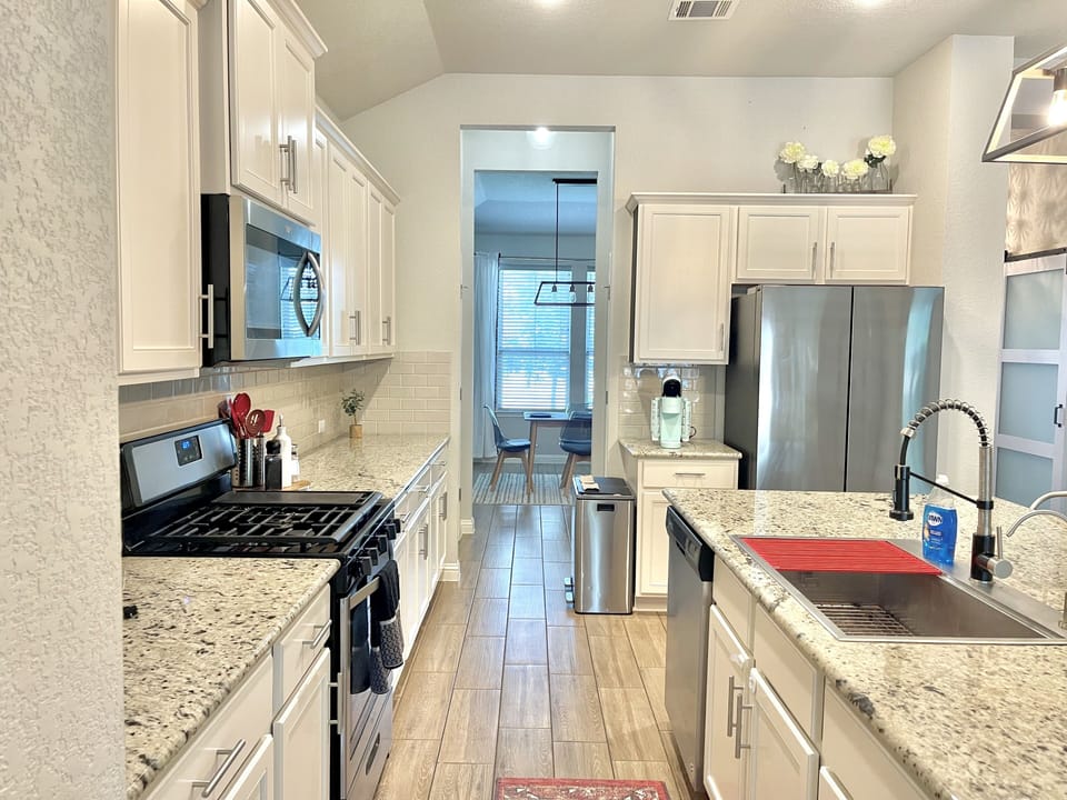 kitchen view into dining room