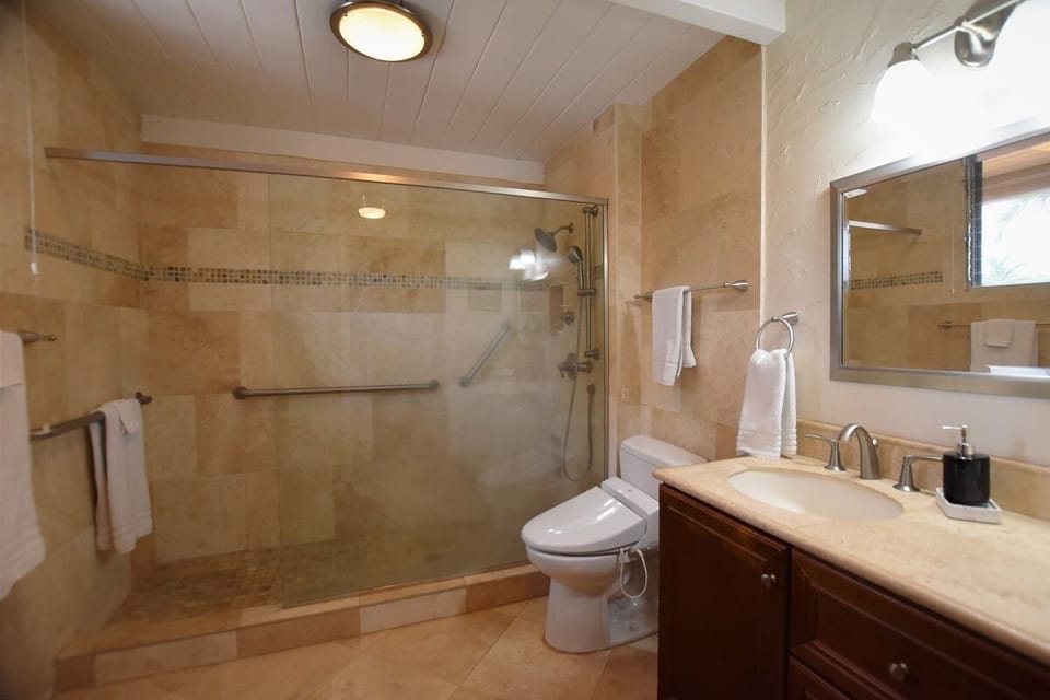 Primary bathroom with large walk in shower