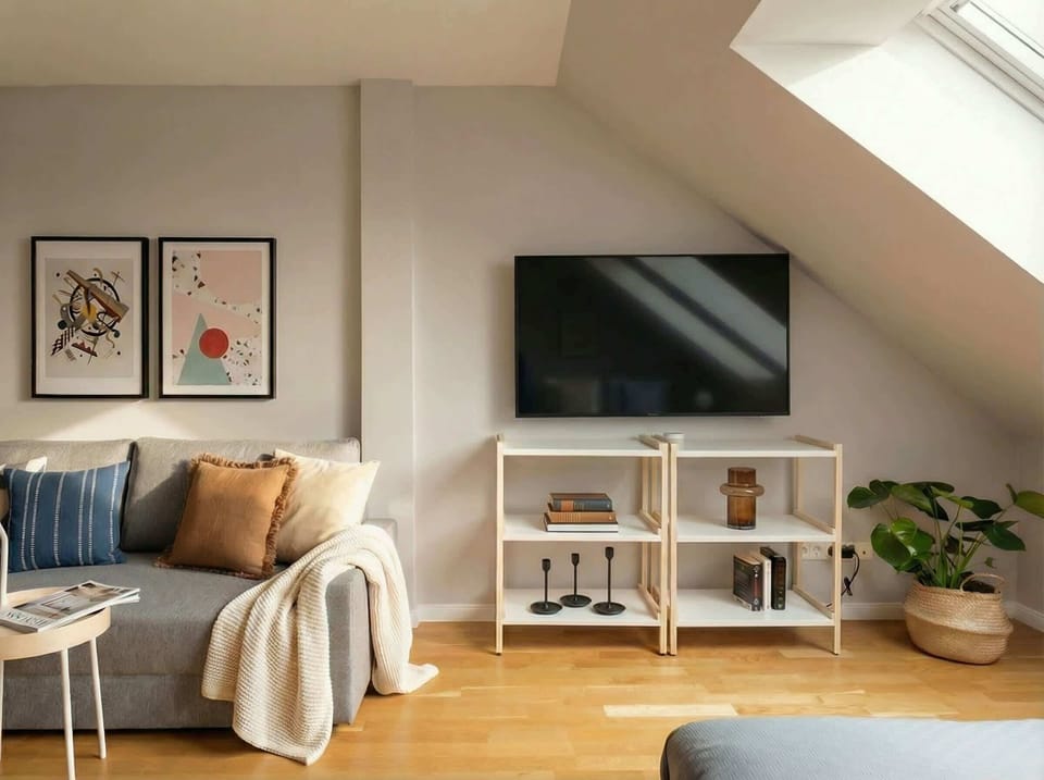 There is comfortable sofa and TV with Netflix