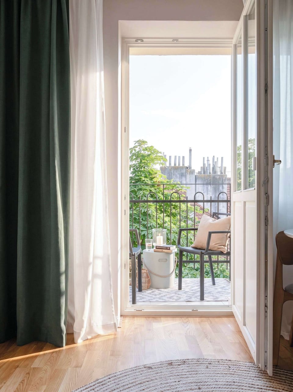 
The private balcony with outdoor seating to enjoy sunny days