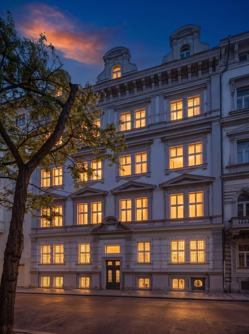 The building and location during evening