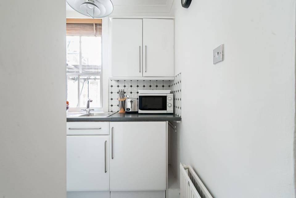 City Apartment | Private kitchen | Mini-fridge, microwave, oven, stovetop