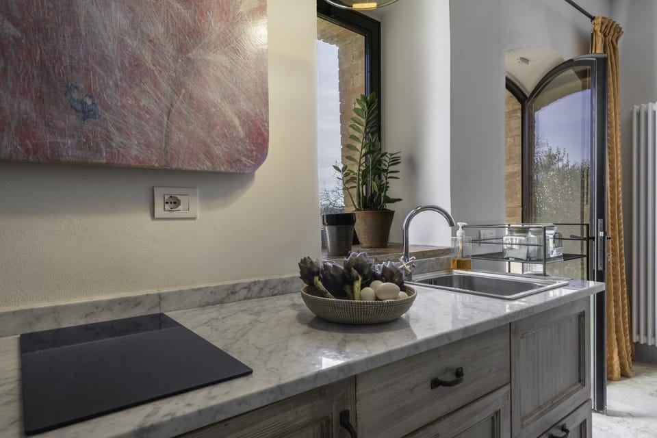 Apartment | Private kitchen | Full-size fridge, microwave, oven, stovetop