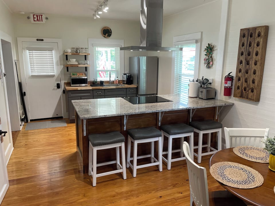 Island bar and open kitchen