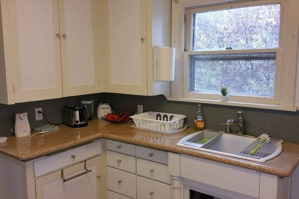 Fully Equipped kitchen includes Cookware & Bakeware + Dishes and Silverware. Microwave, wide mouth toaster and coffee machine just brought in for your convenience as well.
