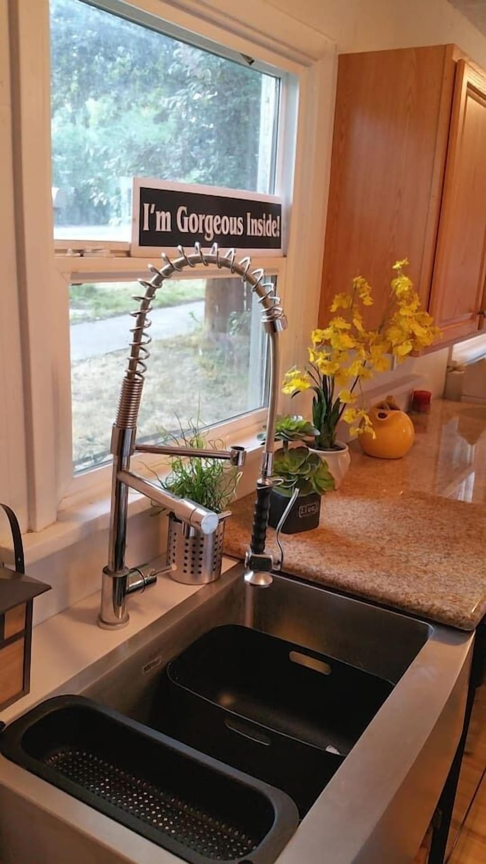 $1100 Stainless Steel Farmsink with grids and clever stainer systems.