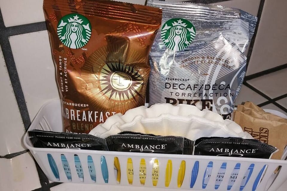 I provide coffee for you (both decaf and leaded versions)  & a few different teas.