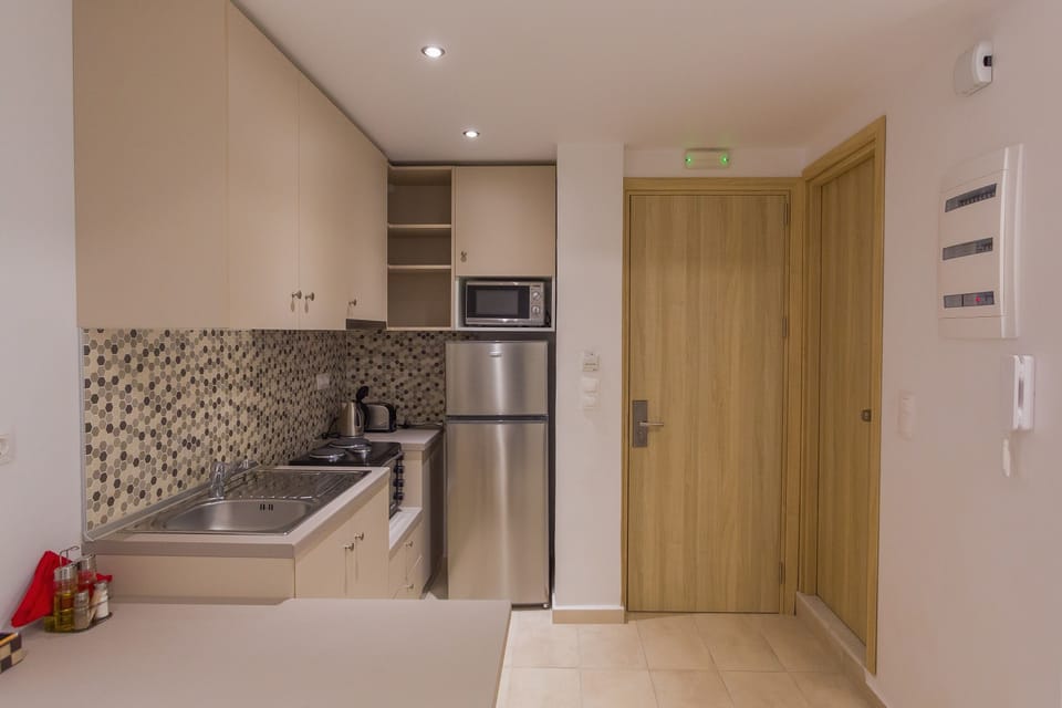 Mini-fridge, microwave, oven, griddle