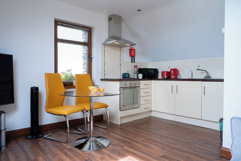 Apartment | Private kitchen | Fridge, microwave, oven, stovetop