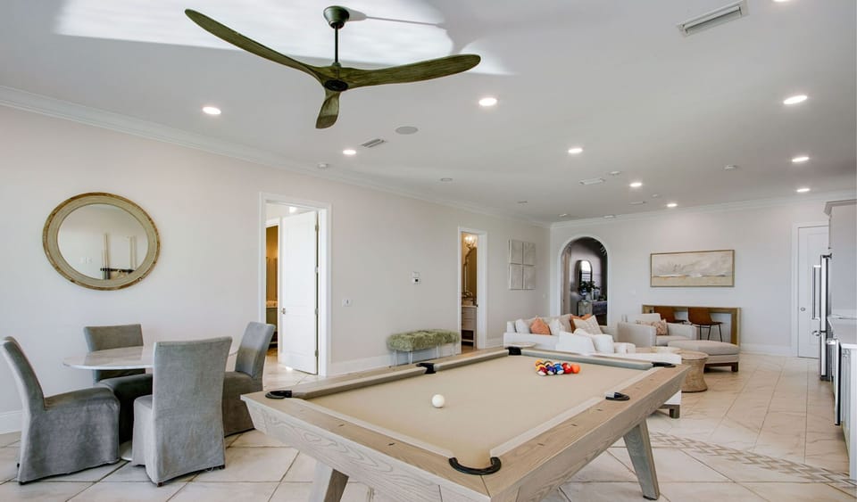 First Floor Living Room - Kitchen - Pool Table - Dining Area - Patio Access
