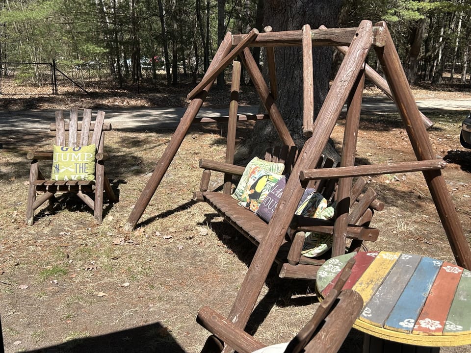 Enjoy the log furniture in the front yard on a nice day