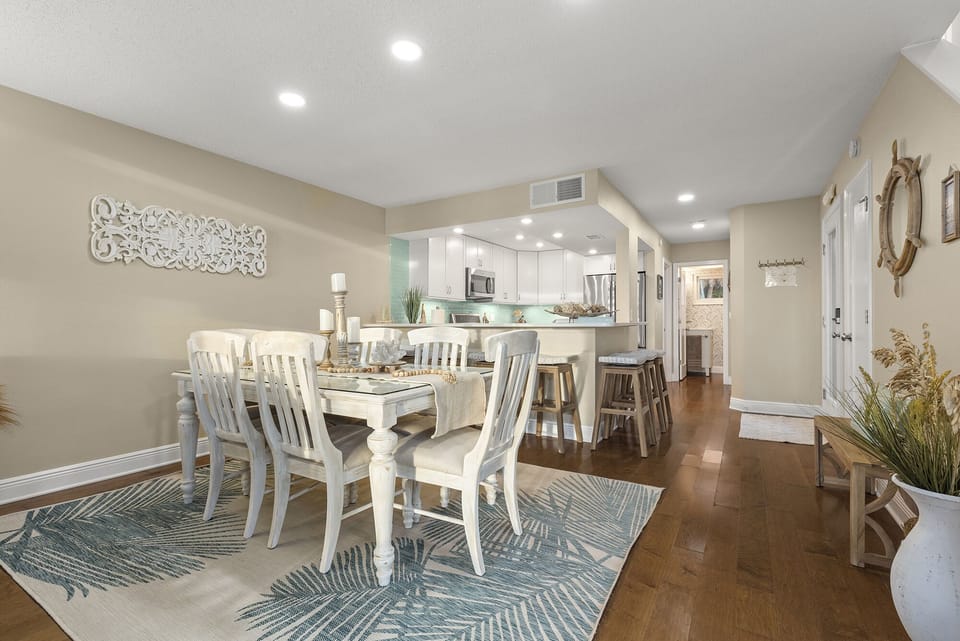 Dining room, water view, seats six, bar seating too.