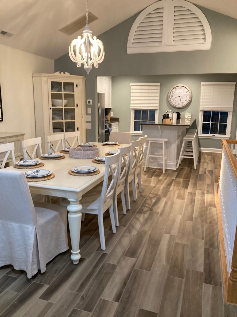Dining Room Table that Comfortably Seats 10. Can Squeeze up to 12.  