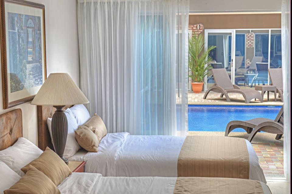 Outdoor pool, sun loungers