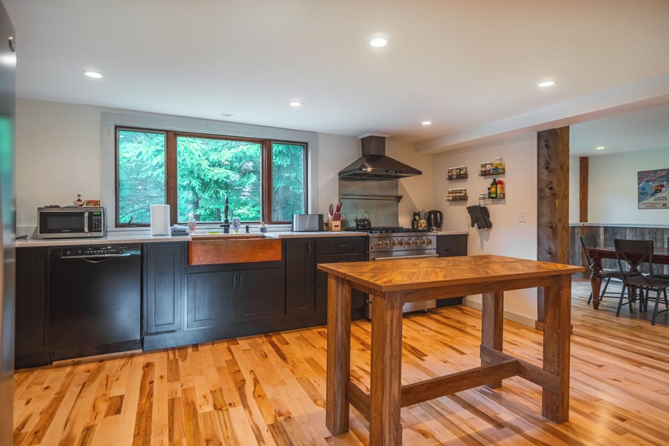 Large, open professional kitchen.