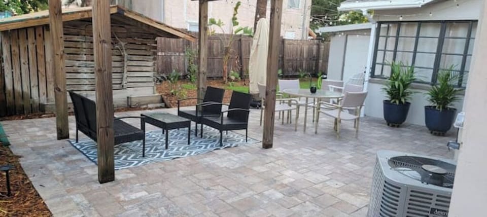 Patio with Lighting, Seating, Grill, and Firepit
