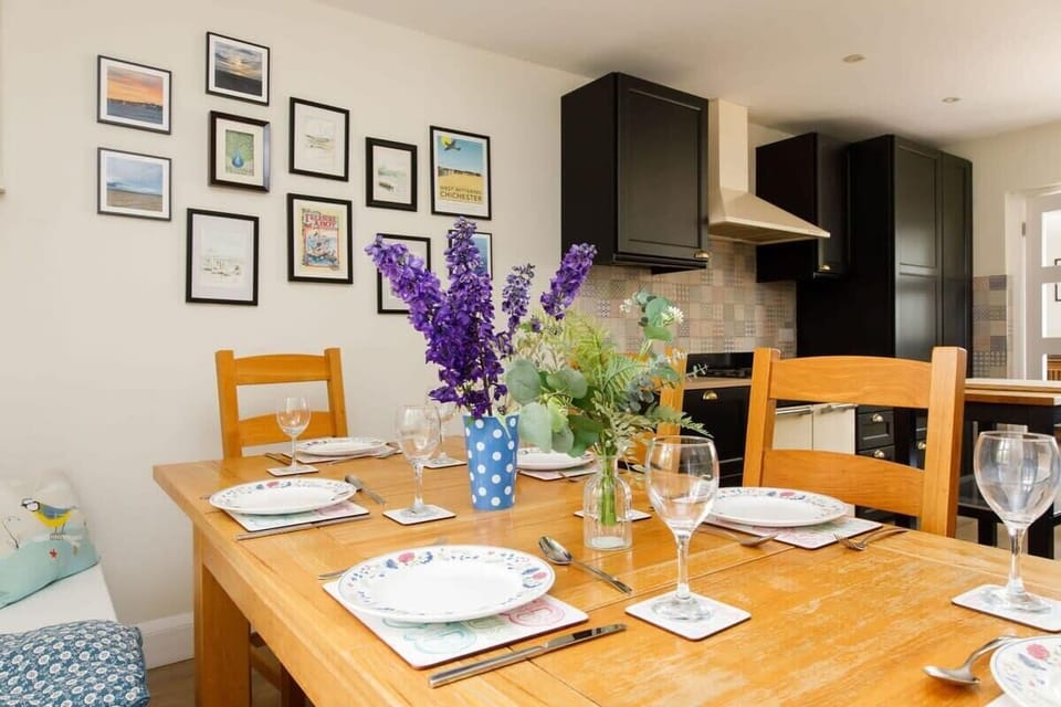 The dining table can seat up to 8