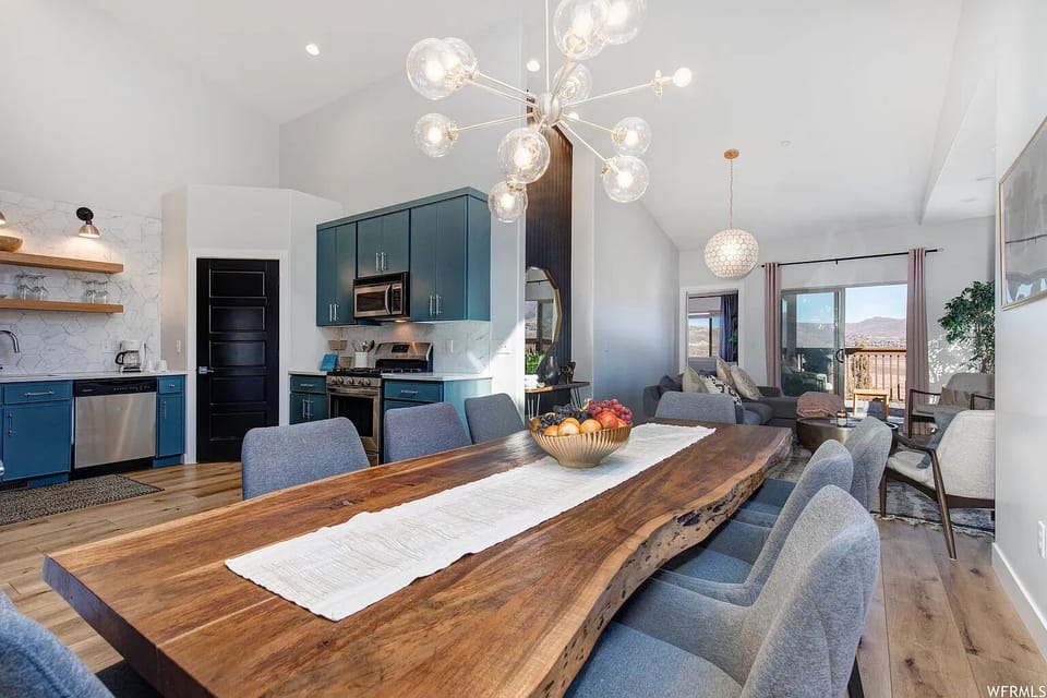 Socialize with guests in the dining and living rooms while you prepare dinner.