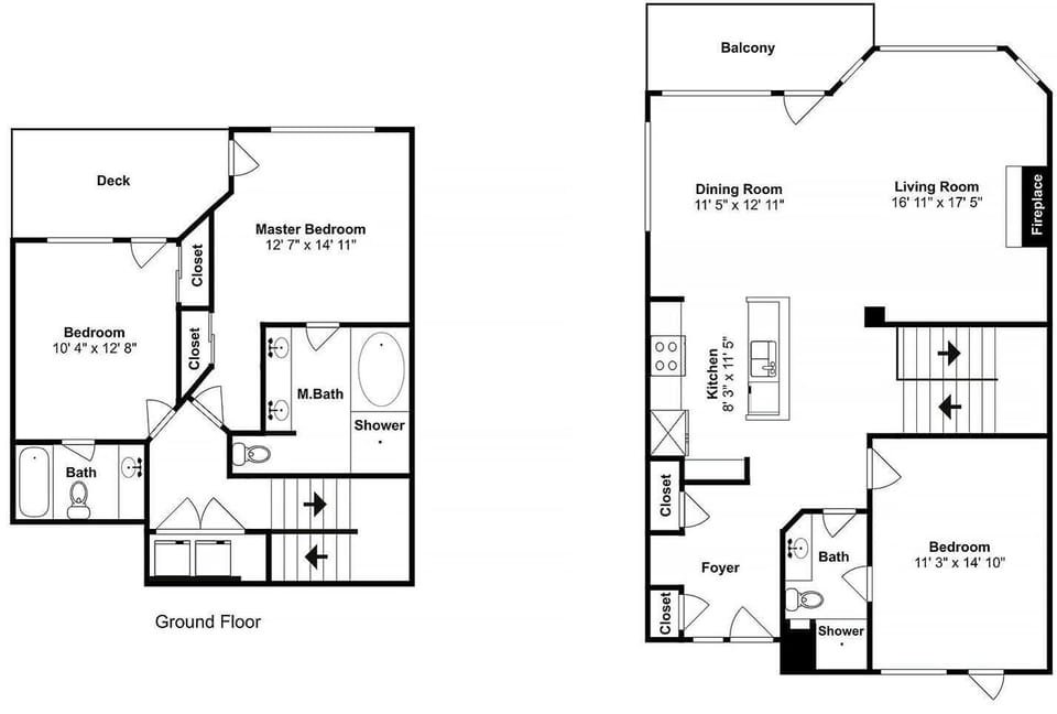 This detailed floor plan shows your spacious multi-level retreat with three bedrooms, three bathrooms, and an open-concept living area perfect for gatherings.
