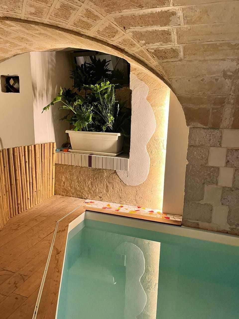 Indoor pool, open 10:00 AM to 8:00 PM, sun loungers