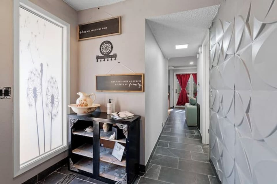 Front entry table to handle your keys and information for sites in town. 