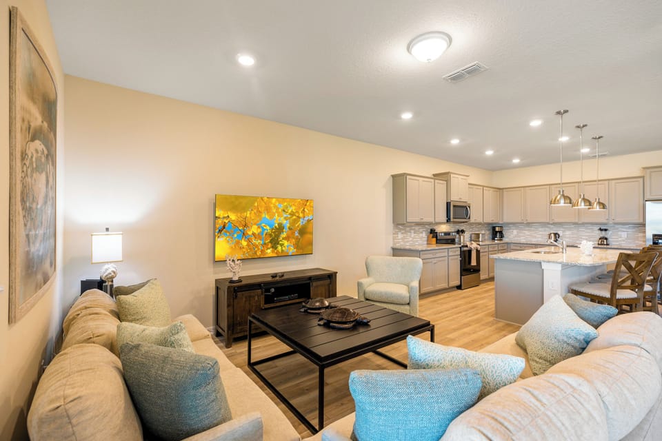 House | Living area | 55-inch Smart TV with digital channels, foosball, streaming services