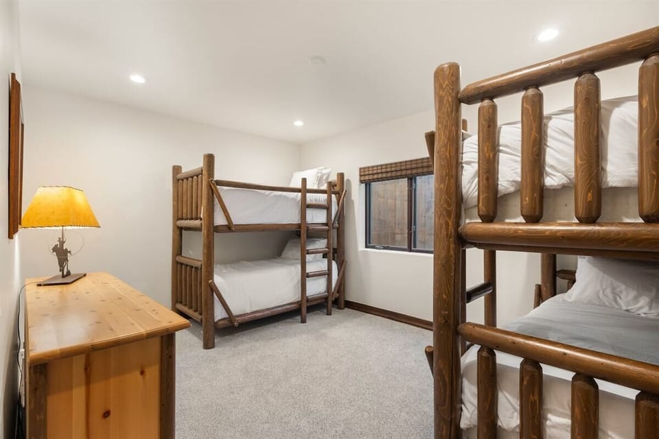 Basement-level bunk room that can sleep 4 kiddos