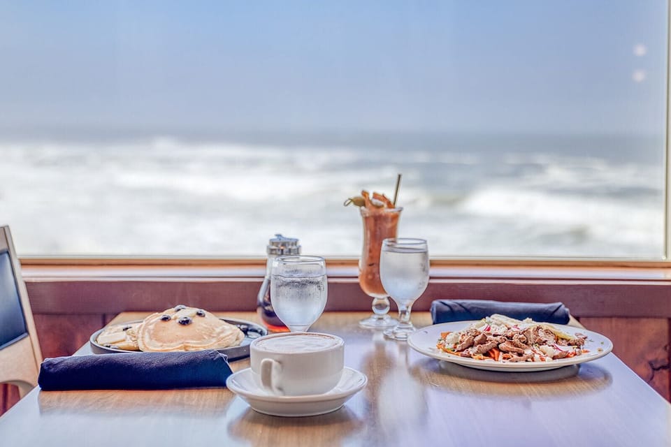 Lunch, dinner, brunch served; beach views