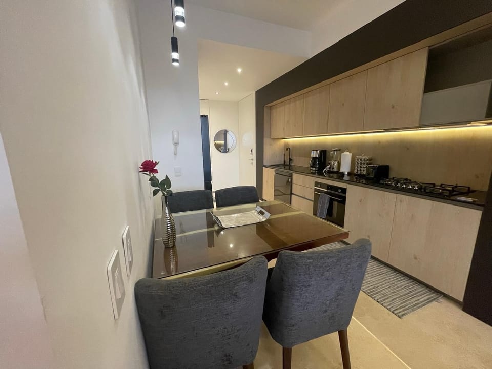 Luxury Condo | Private kitchen | Full-size fridge, microwave, oven, dishwasher