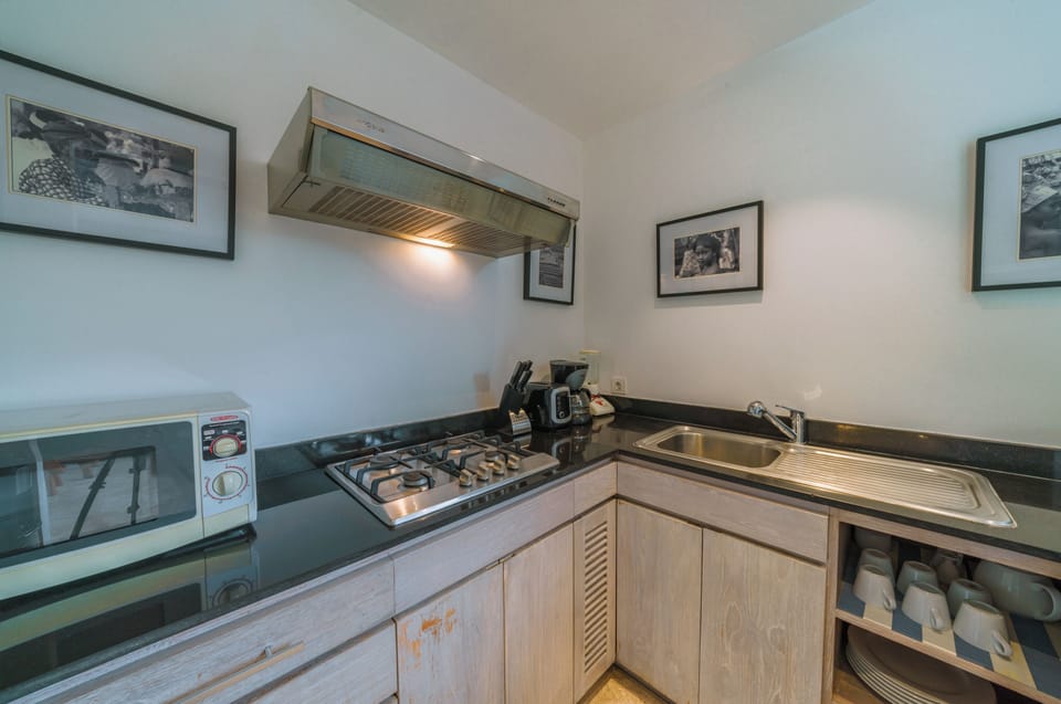 Luxury Villa | Private kitchen | Fridge, microwave, stovetop, toaster