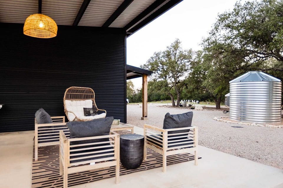 Seating in the outdoor kitchen area