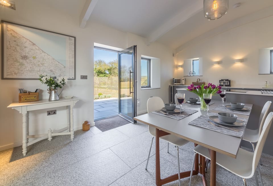 The open-plan kitchen and dining area