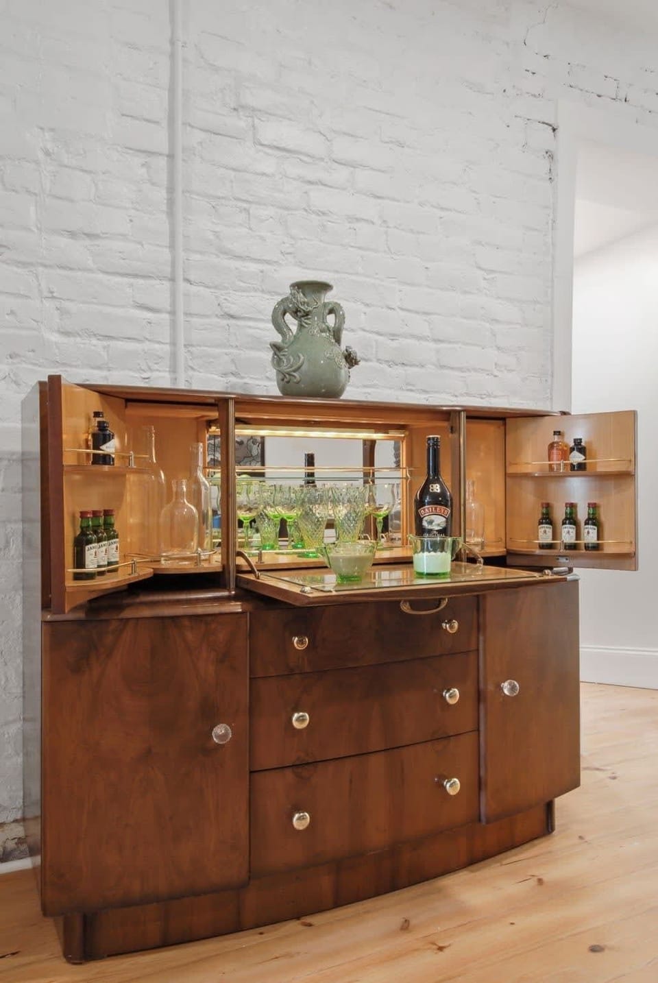 Classic Antique Bar Cabinet | Decorative Vintage Storage Piece with Elegant Detailing | Third Floor