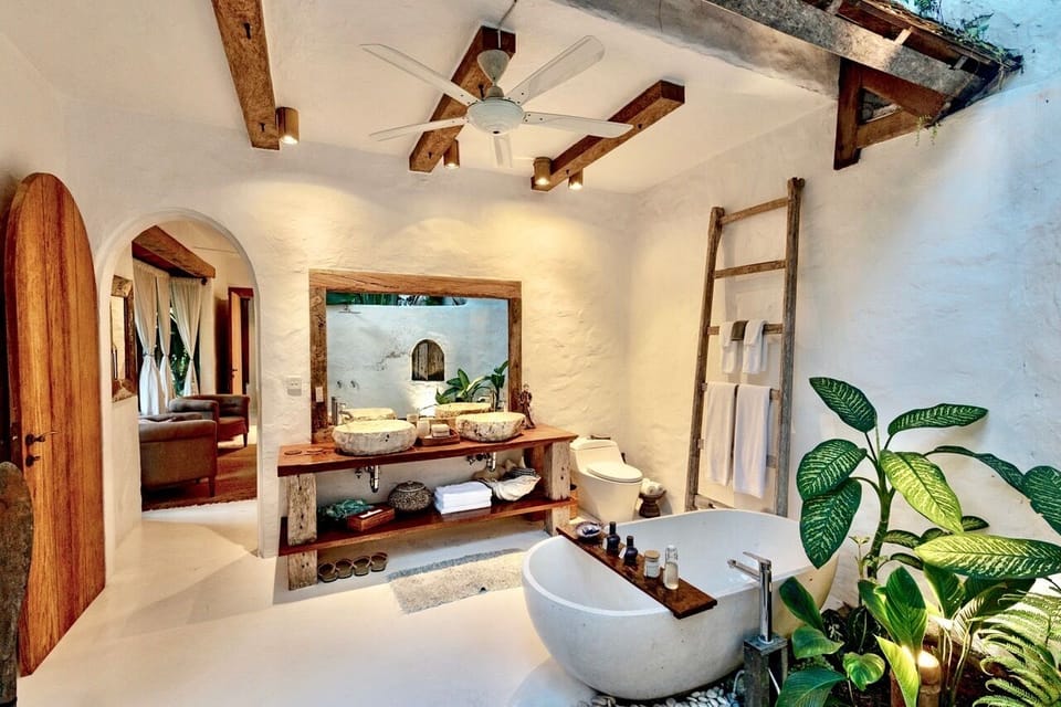 Sky View Downstairs | Bathroom | Hair dryer, bathrobes, slippers, towels