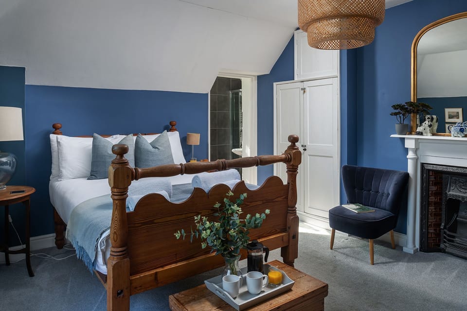 Blue ensuite bedroom