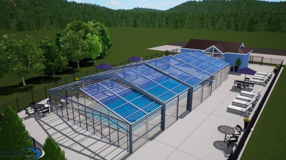 New pool has heated cover during the offseason for year-round enjoyment!