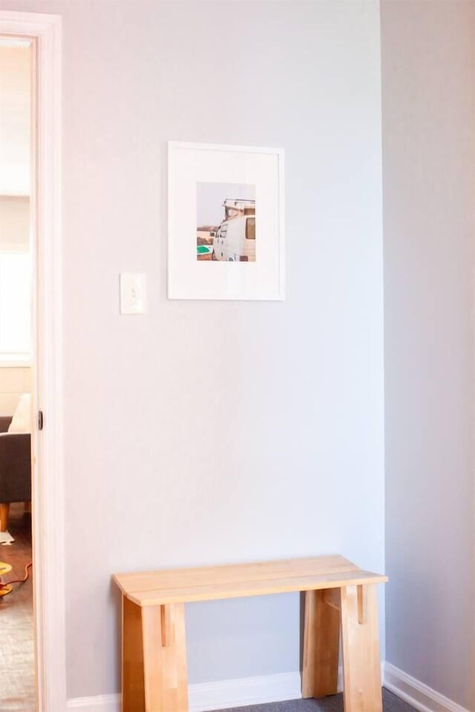 Luggage bench located in the master bedroom