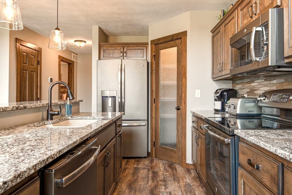 The high-end appliances and large pantry make cooking a breeze