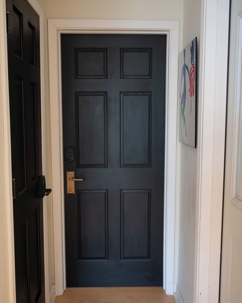 Front door entrance to private apartment via the shared foyer